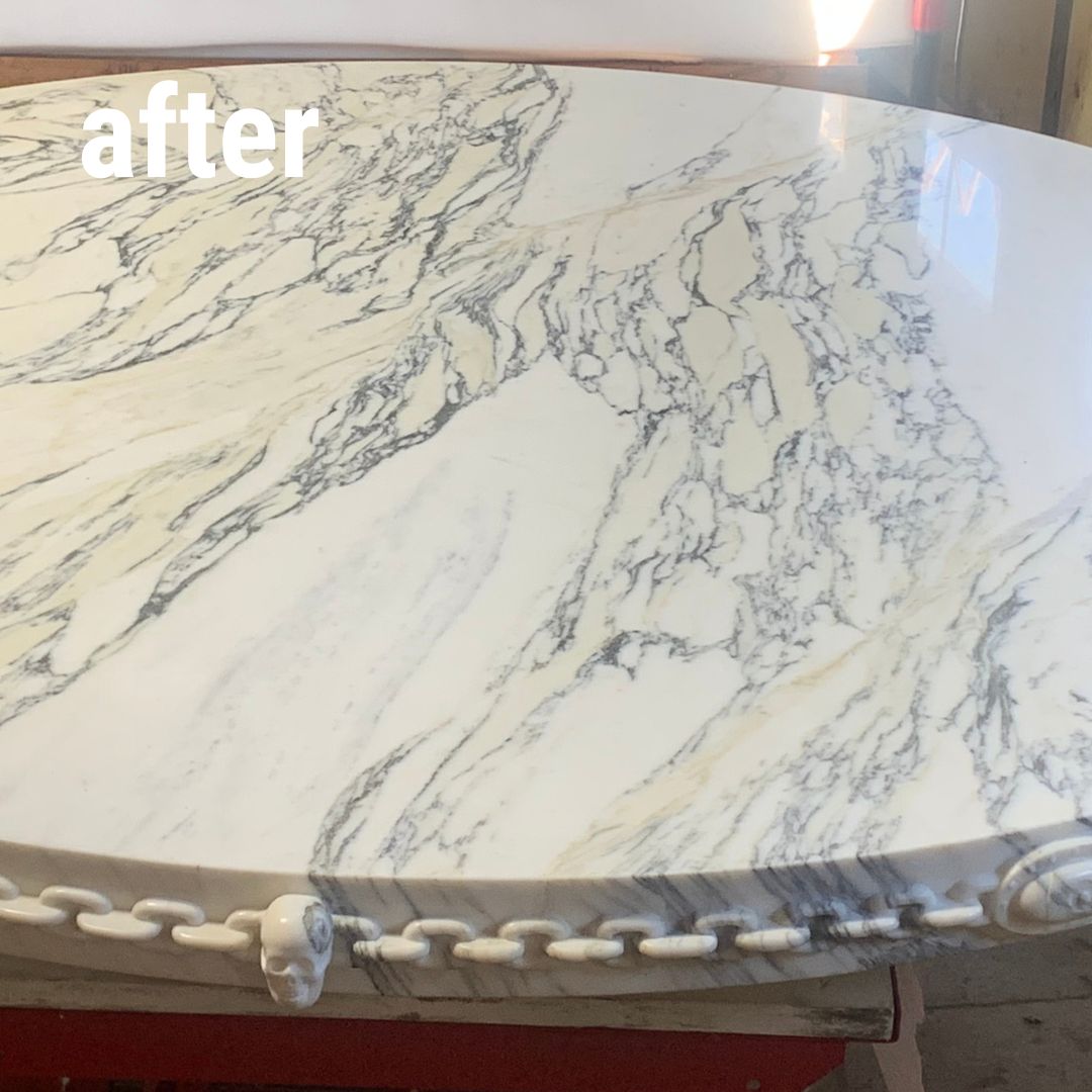 Marble table polishing