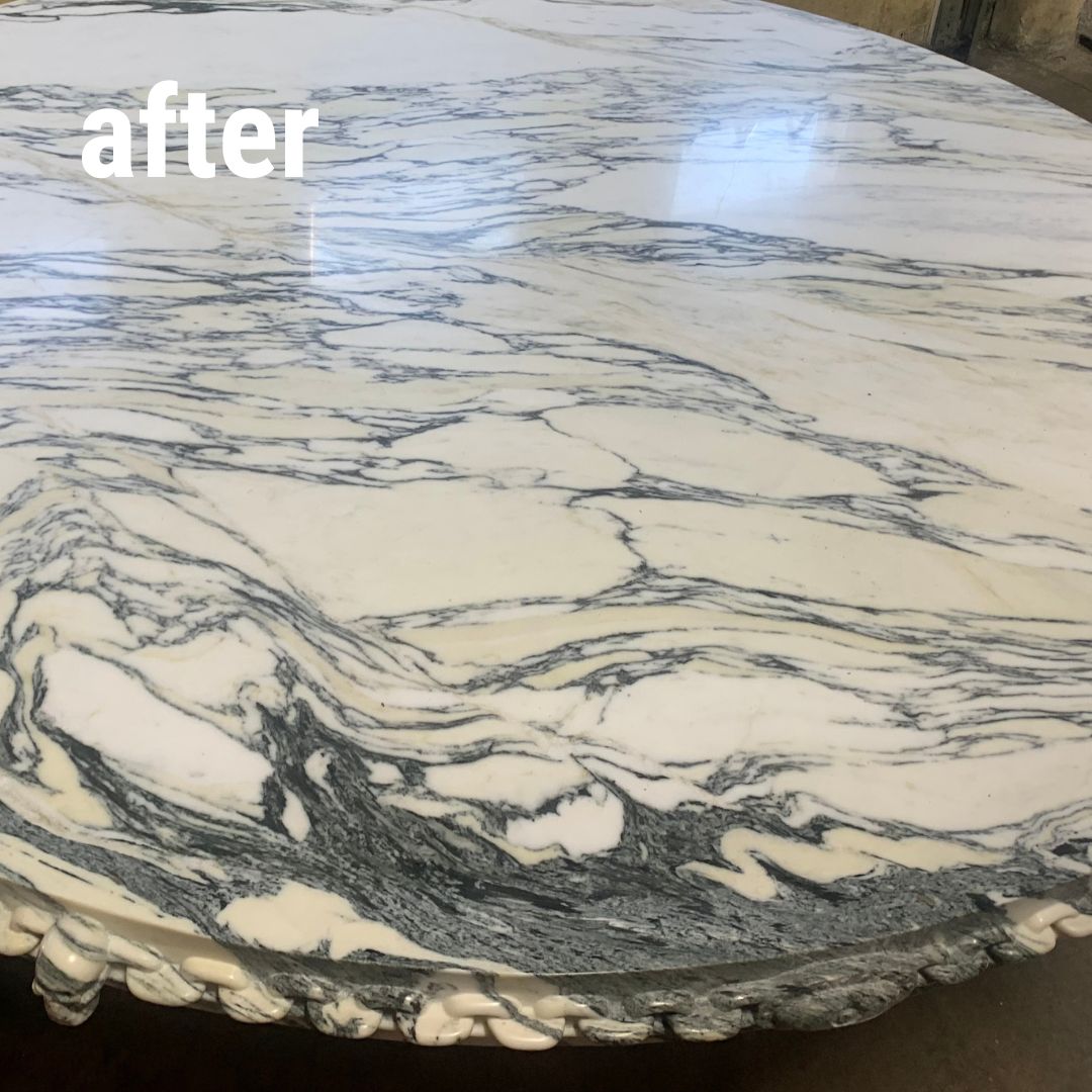 Marble table polishing